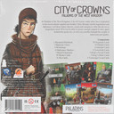 Back of the box of Paladins of the West Kingdom: City of Crowns Expansion. Buy this and other board games add-ons from Out of Town Games