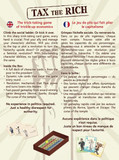 Back of the box of ‘Tax the Rich’ – buy now from Boardgamist.