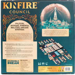 Back of box Kinfire Council Boardgamist Back of box Kinfire Council Boardgamist