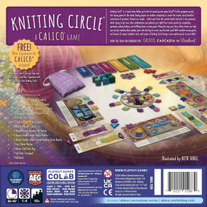 Back of the box of Knitting Circle – buy now from Boardgamist