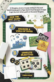 Back of the box of Paper World – buy now from Boardgamist UK
