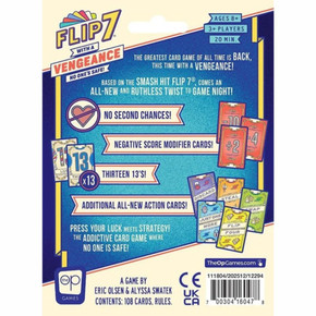 Back of the box of Flip 7: With a Vengeance – buy now from Boardgamist.