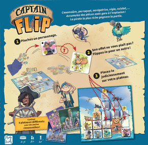 Back of the box of Captain Flip – buy now from Boardgamist.