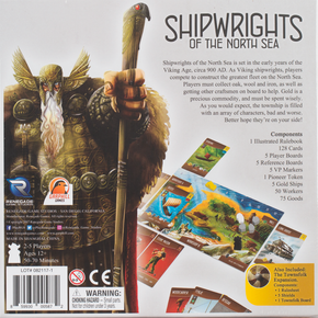 Back of the box of Shipwrights of the North Sea. Buy Garphill board games from Out of Town Games