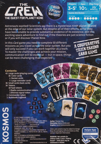 The Crew: Quest for Planet Nine back of the box buy the trick-taking card game from Out of Town Games