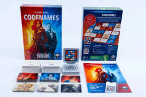 Codenames 2025 back of the box and game layout, buy the award winning party card game from Boardgamist UK.