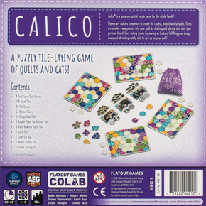Calico back of the box, buy the puzzle pattern matching board game from OOT Games Calico back of the box, buy the puzzle pattern matching board game from OOT Games