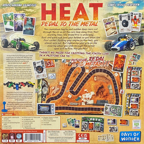 Heat Pedal to the Metal Board back of the box buy from Boardgamist