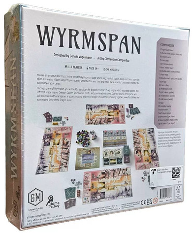 Back of the box for Wyrmspan board game now from Boardgamist UK