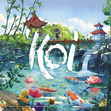 Buy Koi from Boardgamist UK - build a tranquil pond, place tiles and koi in a calm but strategic tile-placement challenge.