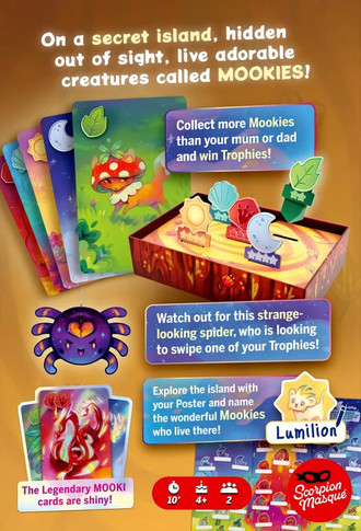 Back of the box of ‘Mooki Island’ – buy now from Boardgamist.