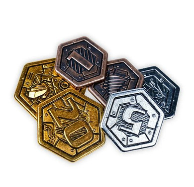 Metal coins for Drillers - buy now from Boardgamist