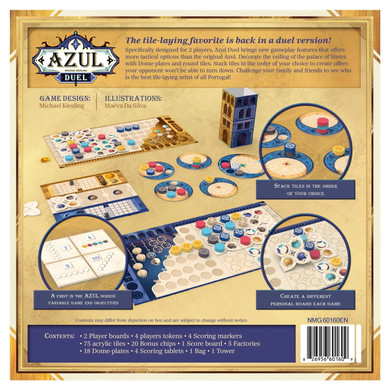 Back of the box of Azul Duel – buy now from Boardgamist.