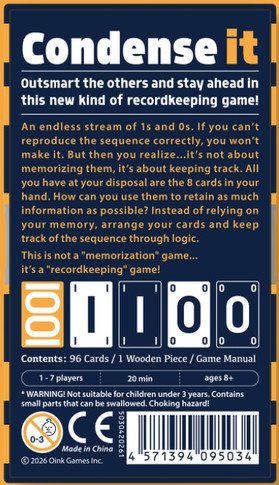 Back of the box of Compress – buy now from Boardgamist.