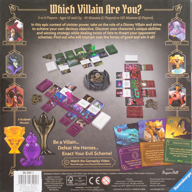 Back of the box of Disney Villainous. Buy the card game from Out of Town Games