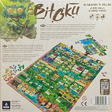 Bitoku back of the box, buy the strategy board game from Out of Town Games