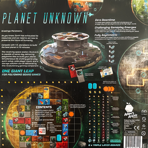 Back of the box of Planet Unknown - Buy the game from Boardgamist