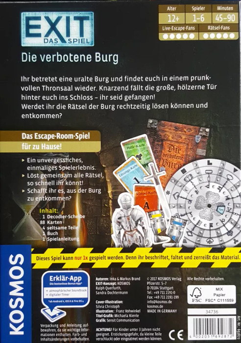 Back of Exit Game Forbidden Castle