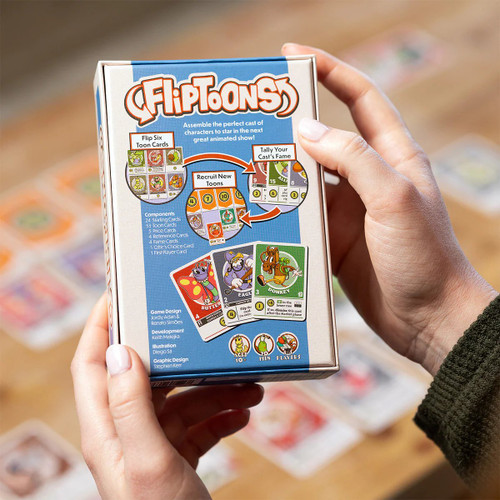 Back of box Fliptoons Boardgamist