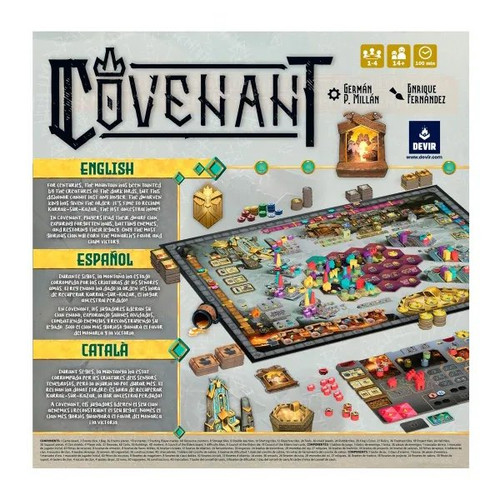 Back of the box of Covenant – buy now from Boardgamist.