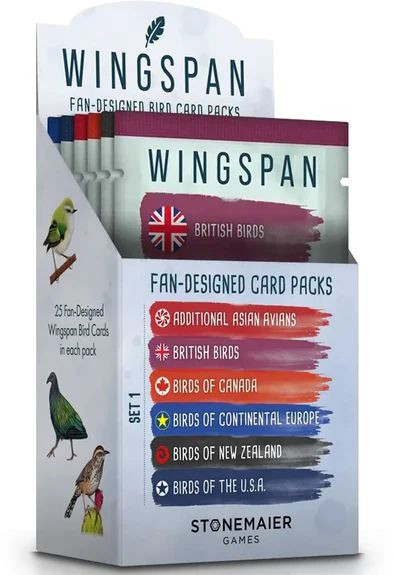 Buy Wingspan Fan-Designed Card Pack Set 1 from Boardgamist UK - Add six unique regional bird card packs to your Wingspan experience.
