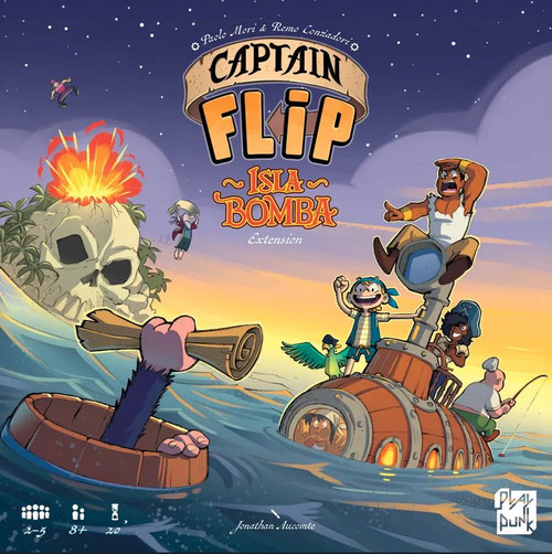 Buy Captain Flip Isla Bomba board game expansion now from Boardgamist UK — add explosive new pirate twists and risky combos to Captain Flip.