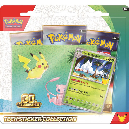 Alolan Exeggutor in the Pokemon 30th Celebration Tech Sticker Collection from Boardgamist