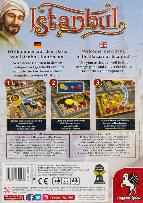 Istanbul back of the box buy the classic game from Out of Town Games