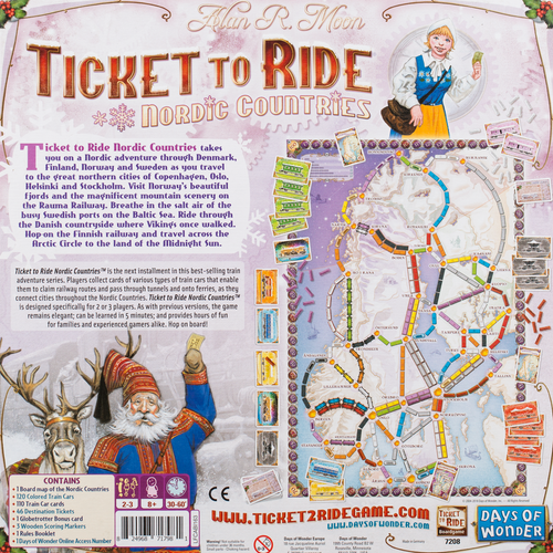 Ticket to Ride back of the box buy the 2 and 3 player board game from Out of Town Games