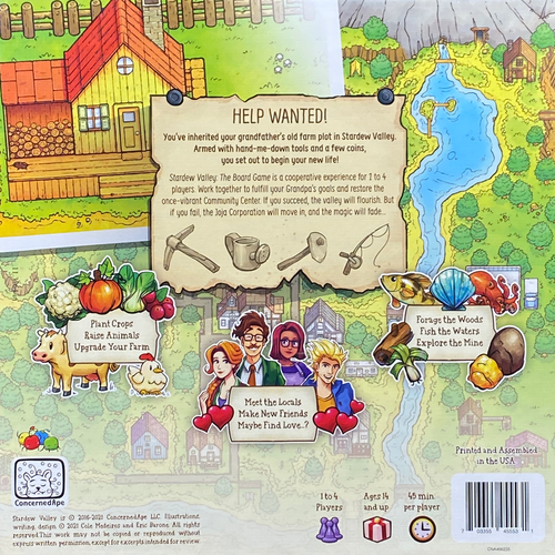 Stardew Valley Back of the Box, Buy the board game from Out of Town Games