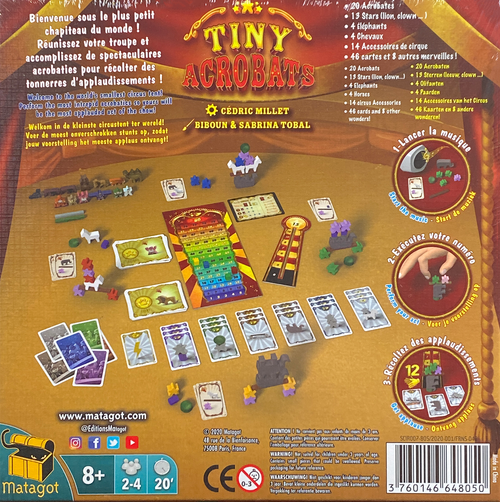 Tiny Acrobats back of the box, buy the board game from OOT Games