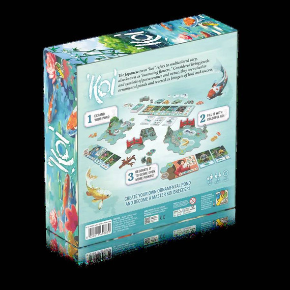 Back of the box of Koi - buy now from Boardgamist UK.