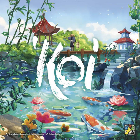 Buy Koi from Boardgamist UK - build a tranquil pond, place tiles and koi in a calm but strategic tile-placement challenge.