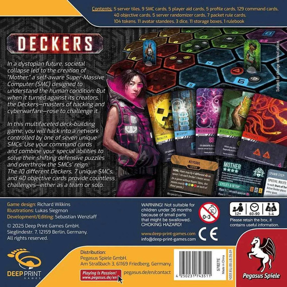 Back of the box of ‘Deckers’ – buy now from Boardgamist UK