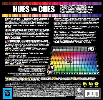 Back of the box of Hues and Cues available from Boardgamist