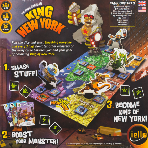King of New York back of the box - buy family games from out of town games
