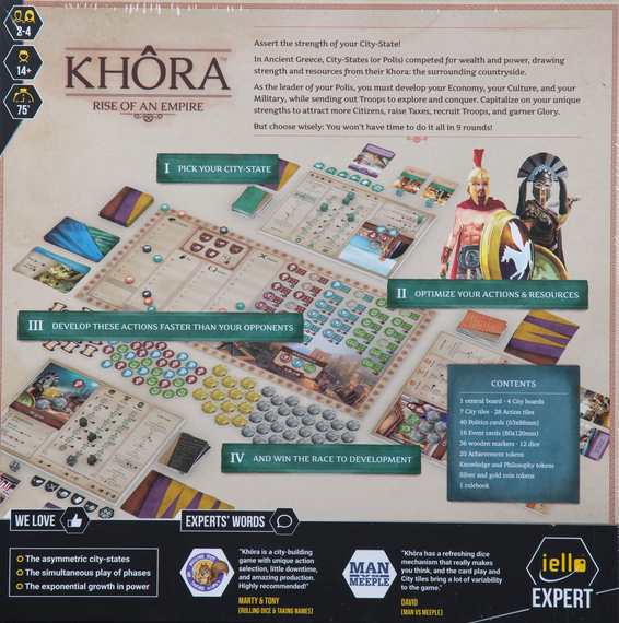 Khôra: Rise of an Empire Board Game back of the box - buy strategy games from out of town games