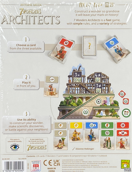 7 Wonders Architects back of the box - buy the 2-7 player card game from Out of Town Games