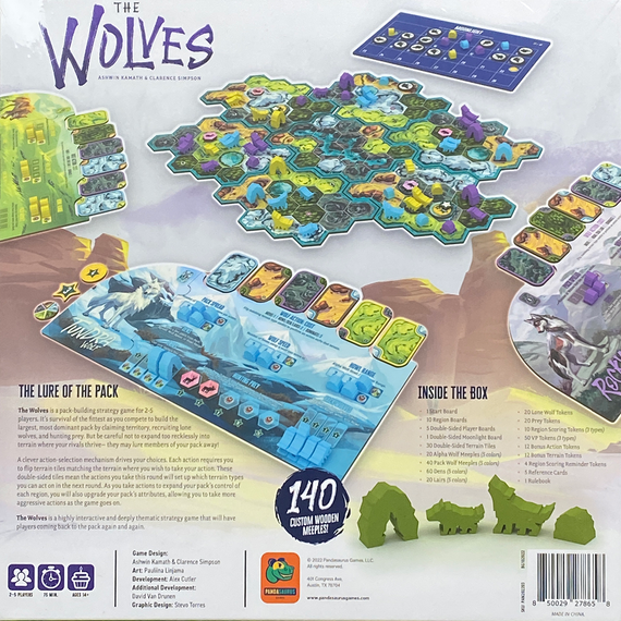 The Wolves back of the box, buy the strategy board game from Out of Town Games
