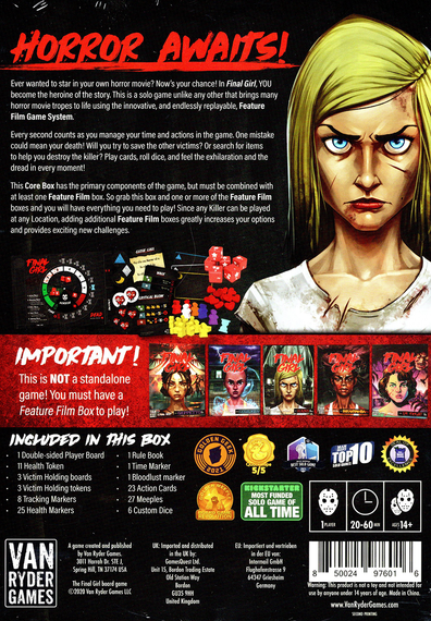 Final Girl Core Box back of the box buy the solo game from Boardgamist