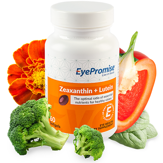 The zeaxanthin found in EyePromise Zeaxathin + Lutein is sourced from paprika peppers, whereas the lutein is sourced from marigolds. The zeaxanthin found in EyePromise Zeaxathin + Lutein is sourced from paprika peppers, whereas the lutein is sourced from marigolds.
