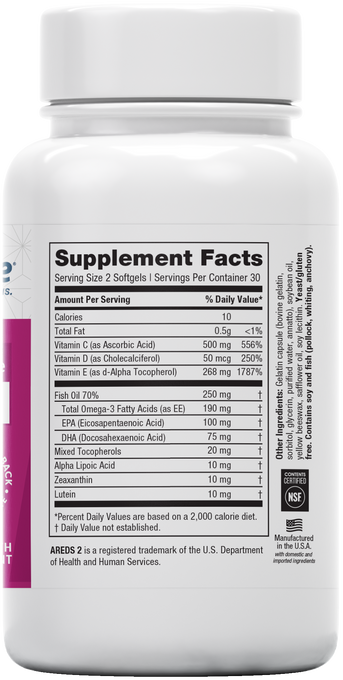 The EyePromise Macular Health formula includes all of the ingredients studied in the AREDS 2 trial plus additional science-support nutrients proven to support aging eyes and minus zinc. The EyePromise Macular Health formula includes all of the ingredients studied in the AREDS 2 trial plus additional science-support nutrients proven to support aging eyes and minus zinc.