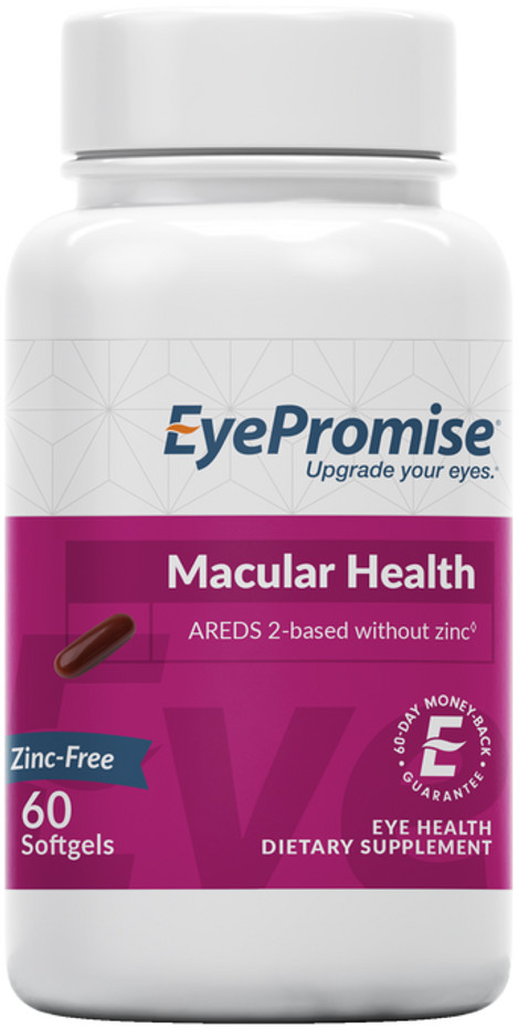 EyePromise Macular Health is an eye health nutraceutical based on the national AREDS 2 trial without zinc for those patients who need to avoid the the potentially harmful mineral.