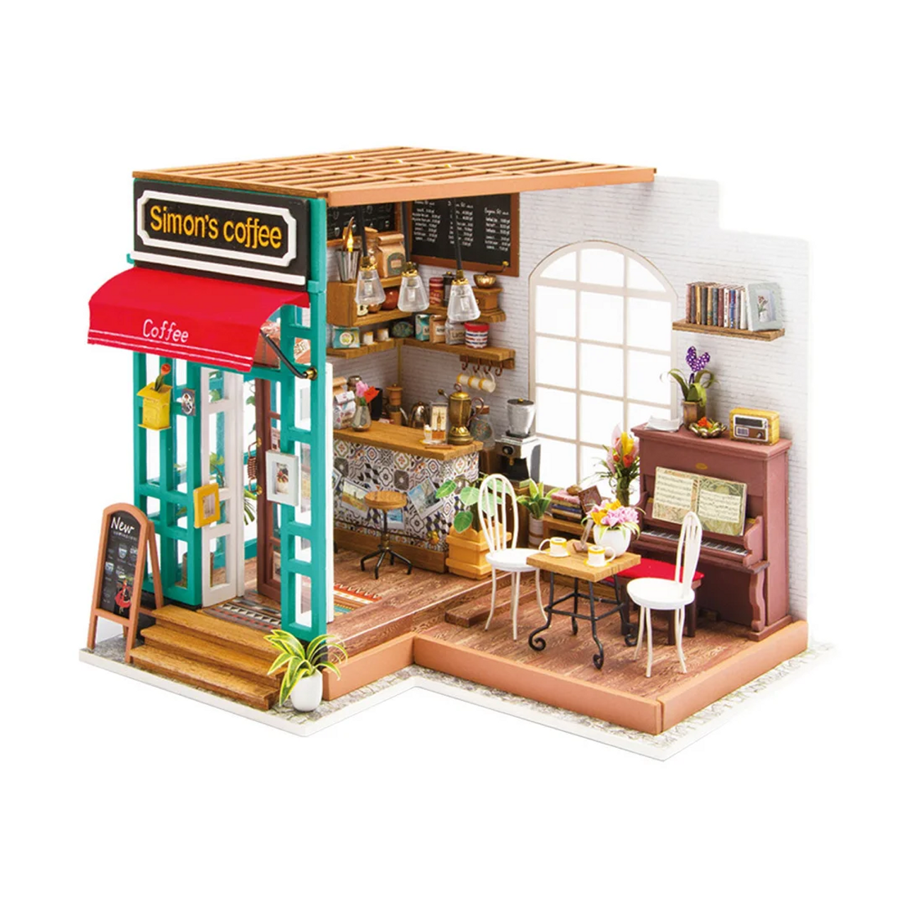 Rolife DIY Miniature Dollhouse Kit Coffee House Wooden Mini House Crafts  DIY Model Kits Christmas Birthday Gifts for Boys Girls Women Friends  (Simon's