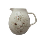 Creative Co-op Debossed Stoneware Pitcher w/ Olive Branch, 3qt