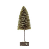 Creative Co-op Sisal Bottle Brush Tree with Wood Slice Base - Snow Finish