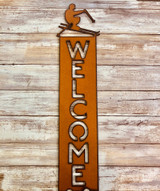 Skier Lodge Vertical Welcome Sign