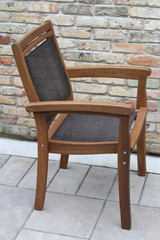 Outdoor Interiors Eucalyptus Stacking Armchair with Brown HDPE Mesh