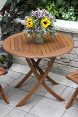 Outdoor Interiors Folding Bistro Table Eucalyptus 30"