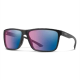 Smith Riptide Sunglasses, Matte Black with ChromaPop Glass Polarchromic Rose Blue Mirror